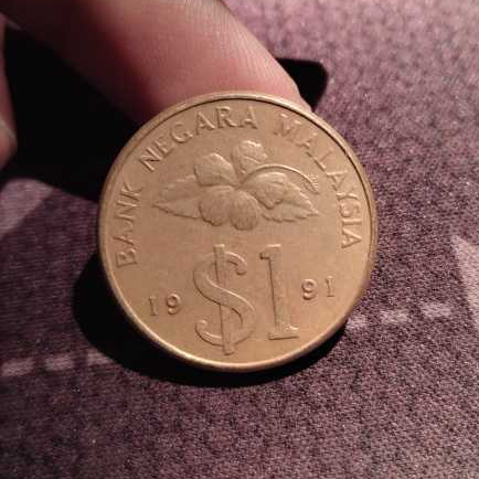 *Langka* Uang Koin Kuno 1 Ringgit Malaysia Tahun 1991, Uang Koin Malaysia. Uang Koin Malaysia 1 Ring