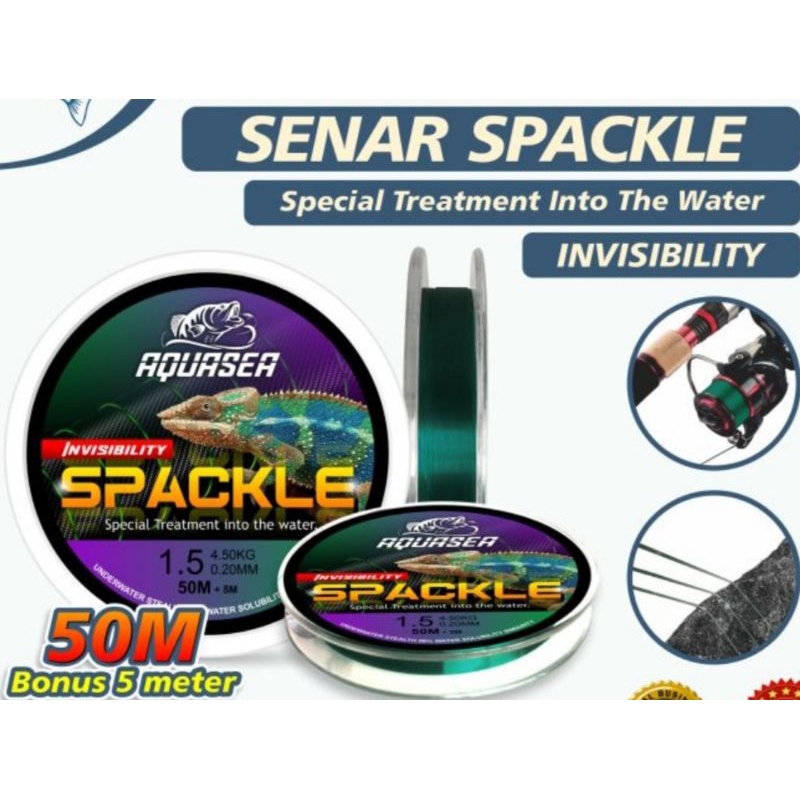 Senar Pancing Spackle 55m Warna Hijau Nilon Garis Fishing Line Speckle Bunglon Senar Pancing