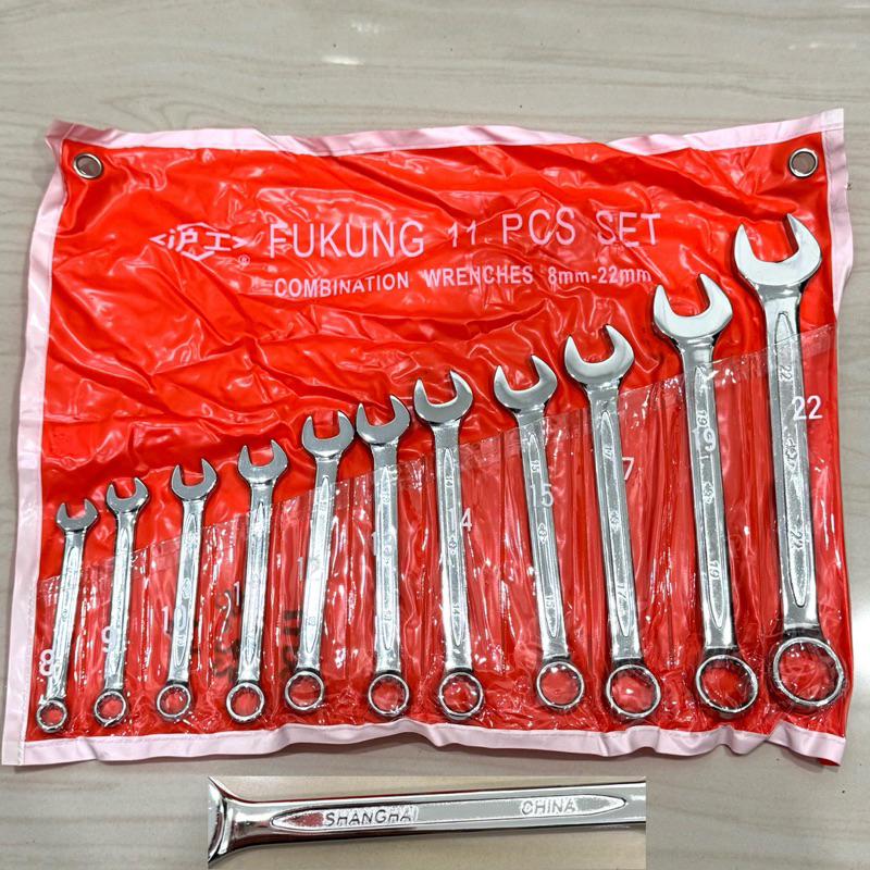 8-22mm 11pcs Kunci ring pas set 11 pis 8 -22 mm merk FUKUNG wrench set fukung shanghai kunci banci b