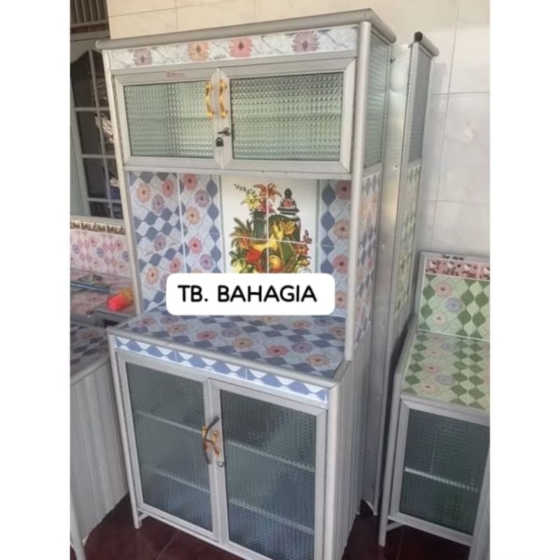 Rak Lemari Piring Aluminium 3 Keramik Belakang Seng Termurah Palembang