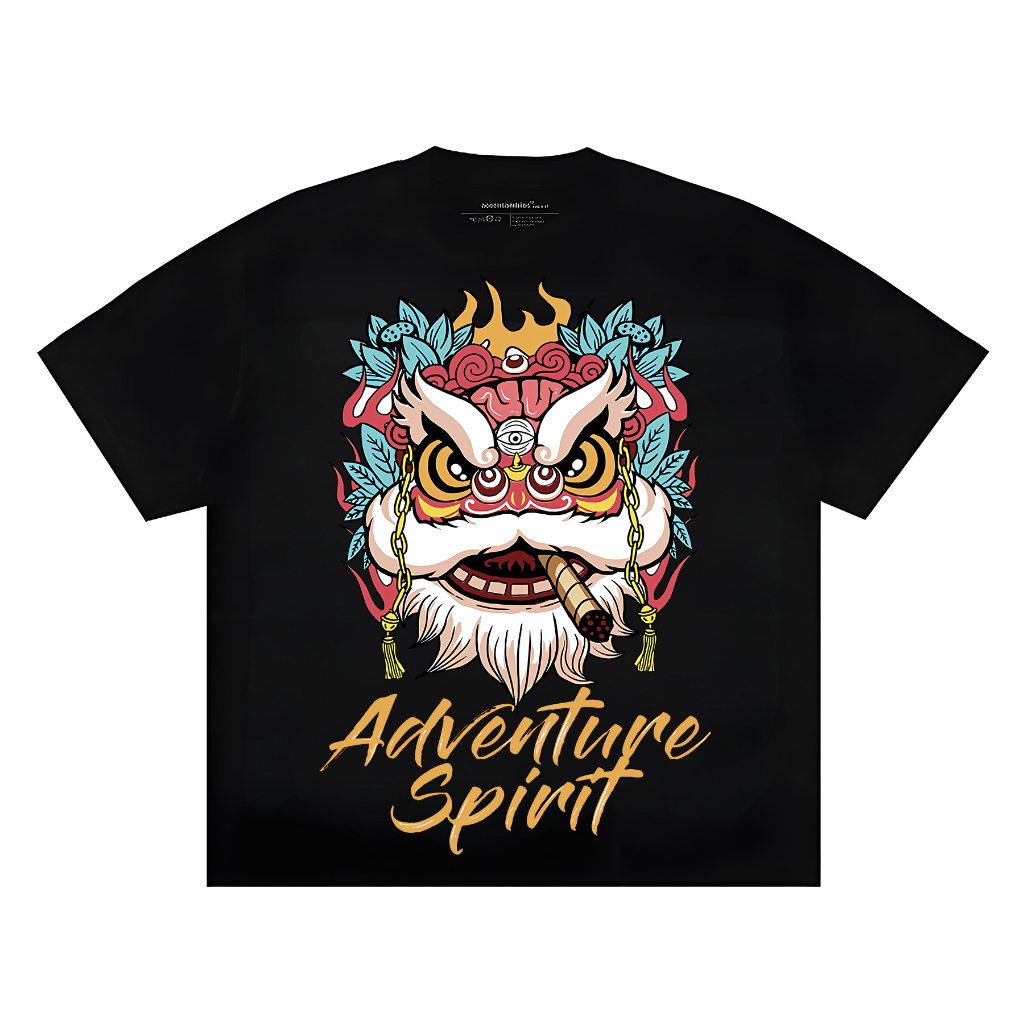 2025 Kaos Lengan Pendek Cetak Pria Korea Terbaru - Kaos Streetwear dengan Pola Kepala Singa / Kain K