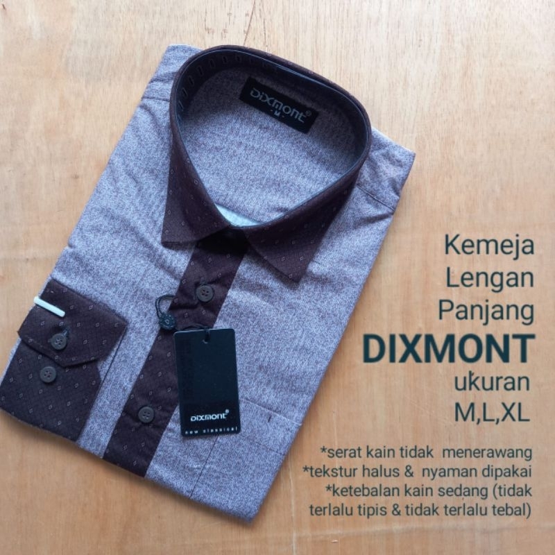 Kemeja Lengan Panjang DIXMONT motif coklat