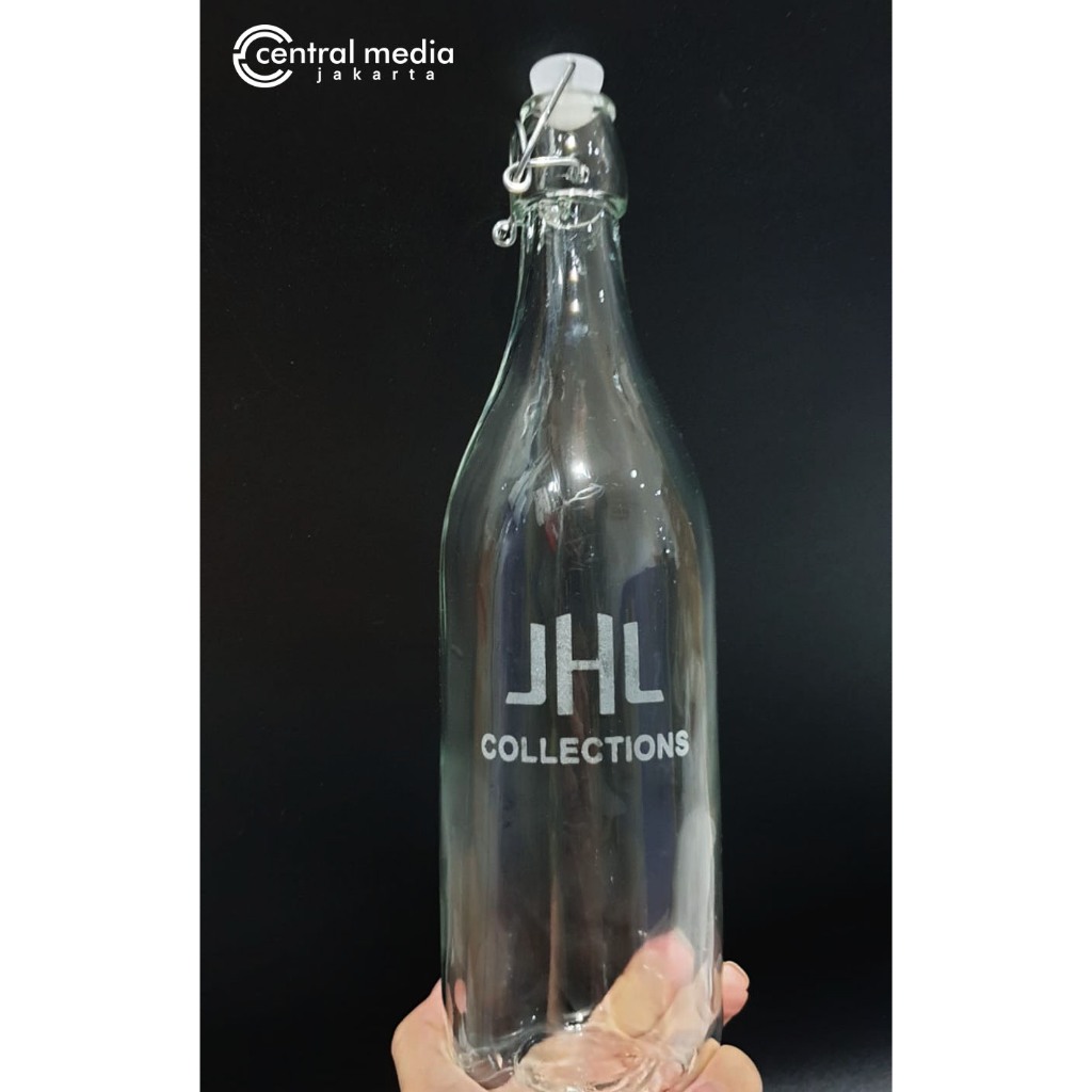 Grafir Botol Kaca Laser Engrave Logo Brand Hotel Cafe Resto Branding usaha