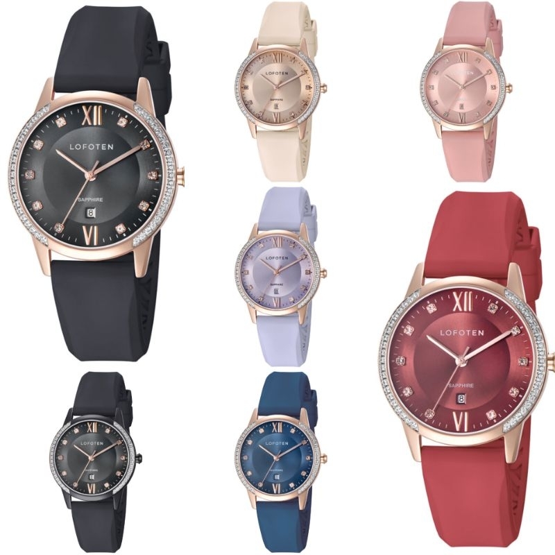 LOFOTEN 2322 Jam tangan Wanita Analog Kaca saphire strap Rubber Original