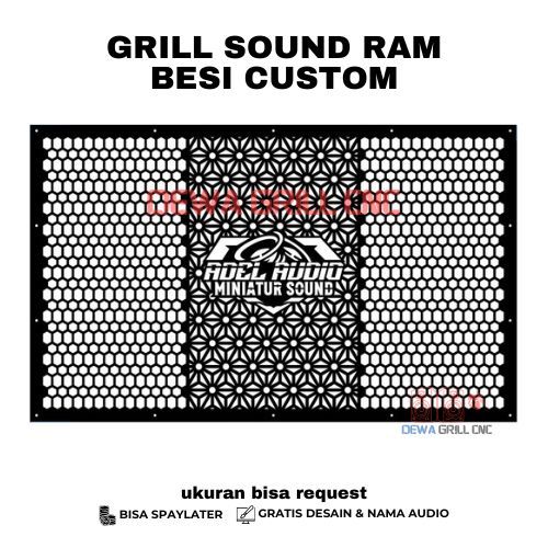 Grill Sound Lubang Hexagonal - Plat Besi Ram Speaker - Tebal 1 mm - Ram Grill Plat Lubang