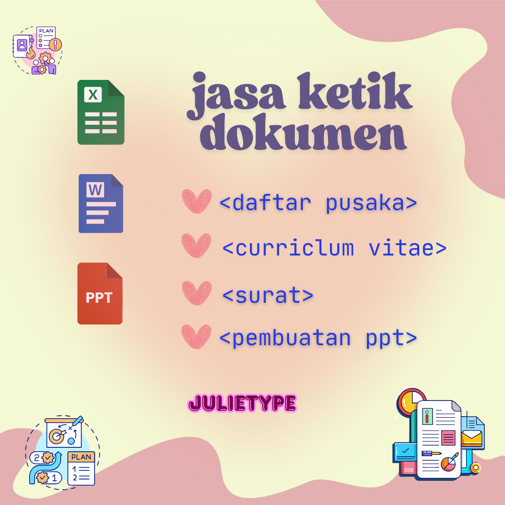 Jasa Ketik & merapikan dokumen | Word | Excel | CV | Surat | Dokumen lainnya