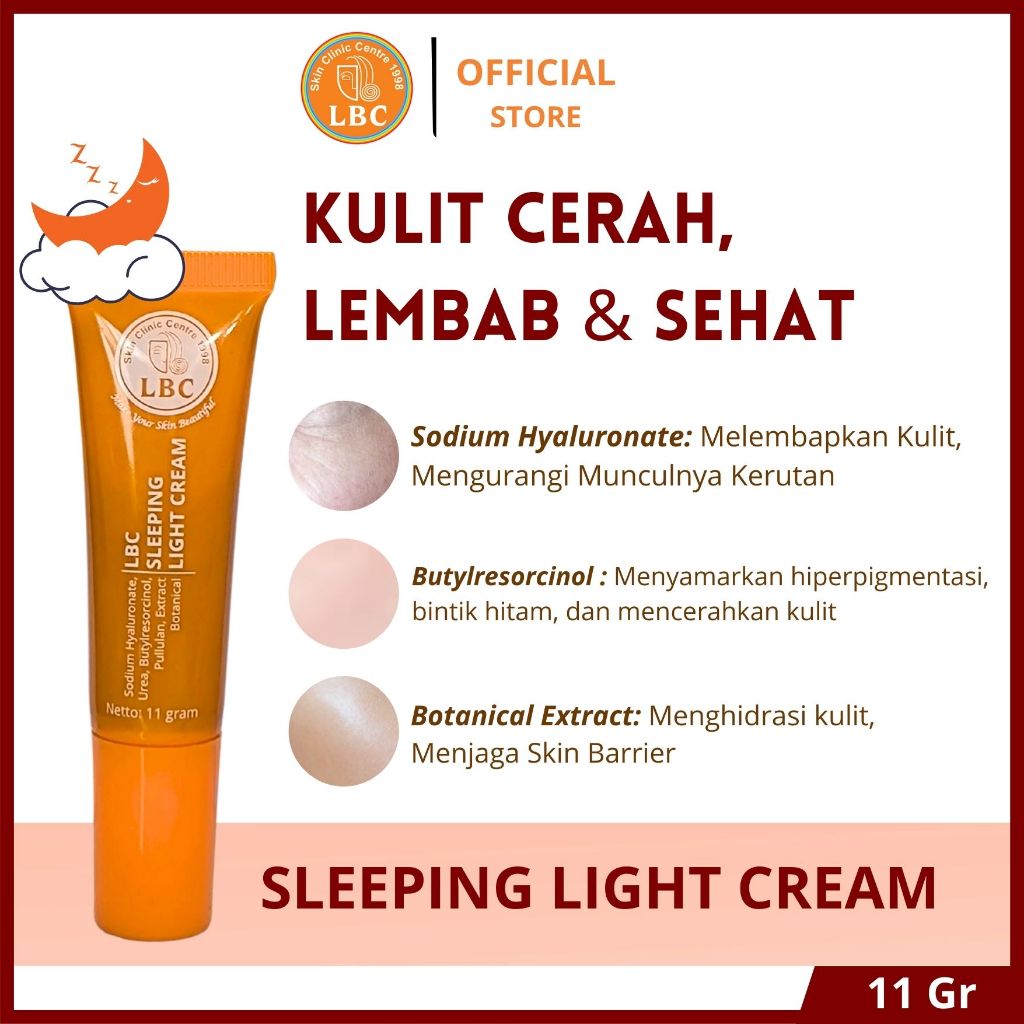 [New Launch] LBC - Sleeping Light Cream | Mencerahkan| Menyamarkan Flek |  Melembabkan Kulit