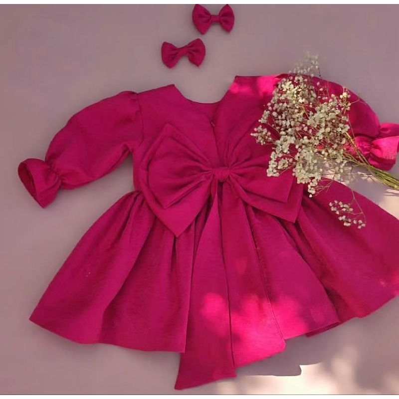Gaun Anak Pink Fanta Pita Besar