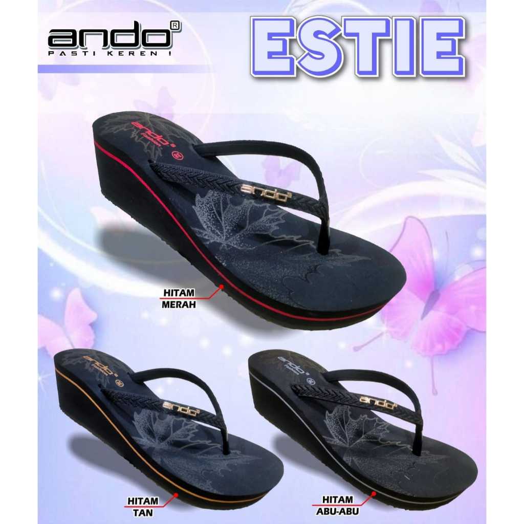 Ando Estie Sandal Wedges Spon Eva Premium Sendal Jepit Wedges Cewek Perempuan Ando Original