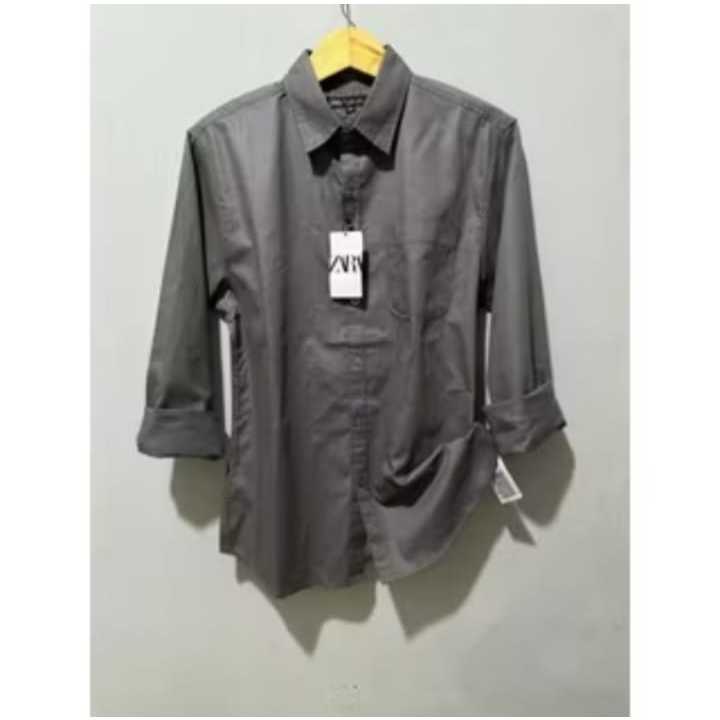ZARA Kemeja Pria Lengan Panjang Pria Casual Slim Fit