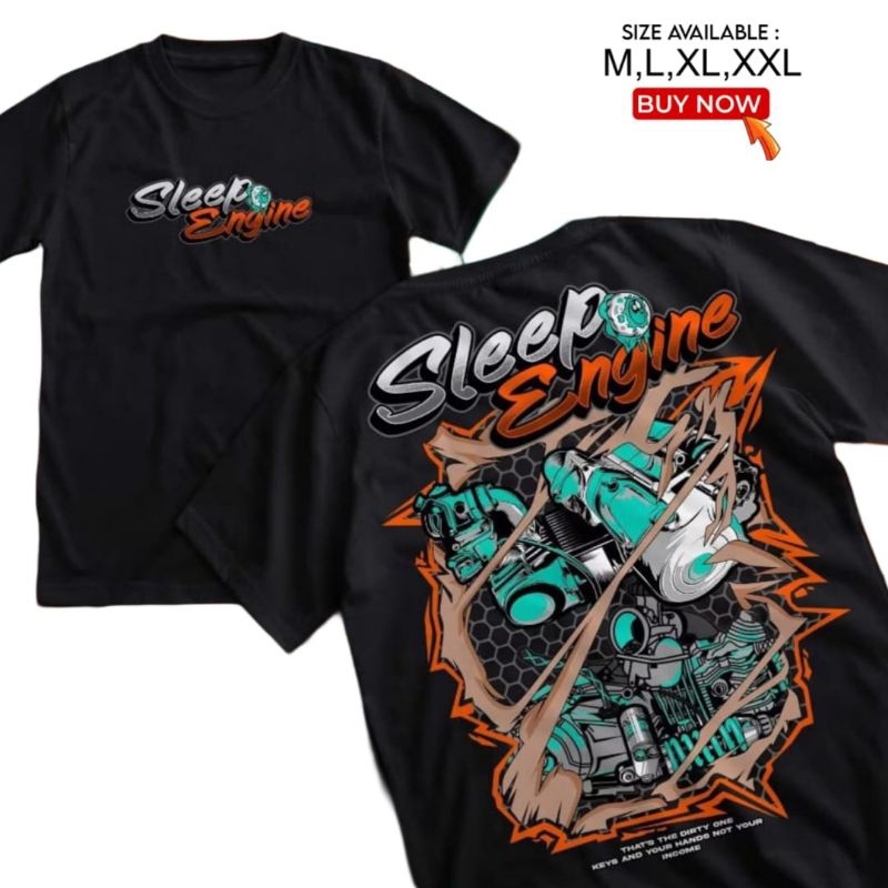 Kaos Racing Sleep Engine Baju Distro Motor Drag Balap Herex Mesin knalpot Rangka Jupiter Z  Combed 3
