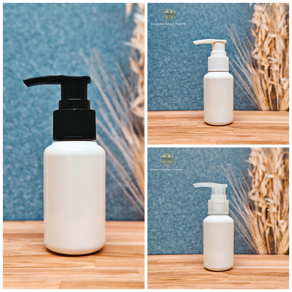 Botol Pump 60ml Putih / Botol plastik Pet Kecil Tutup Pump Lotion