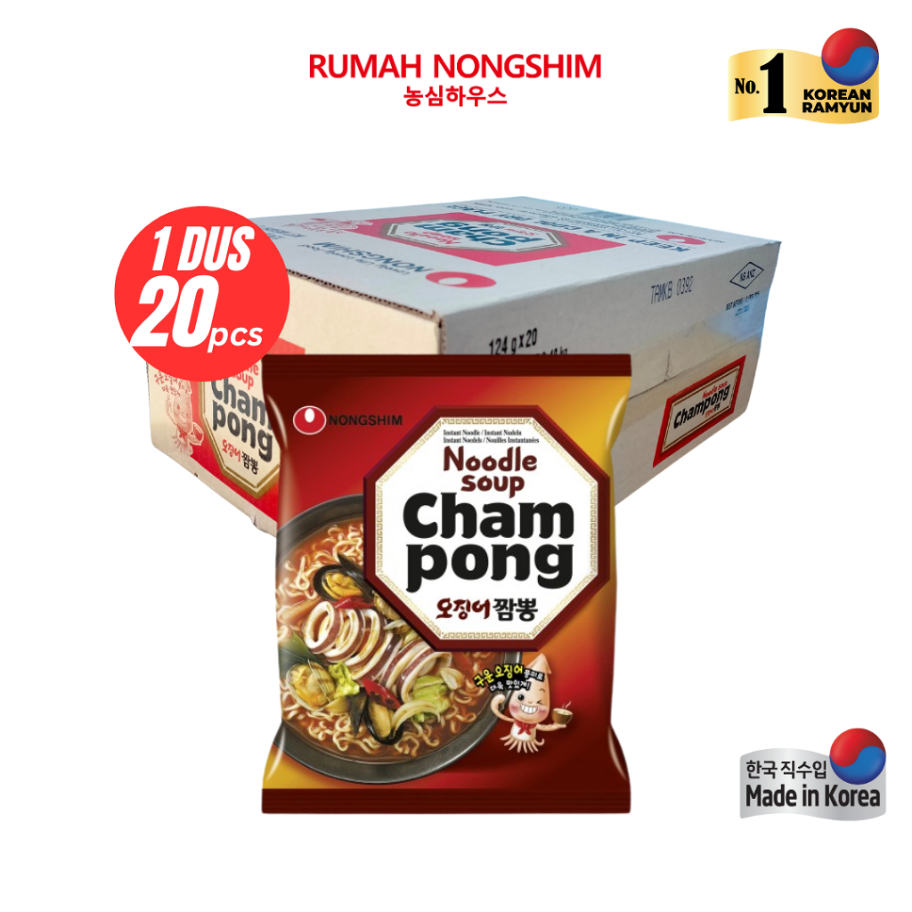 

1 DUS - Nongshim Champong Noodle Soup [124 gram x 20 pcs] Mi Kuah Rasa Cumi - cumi