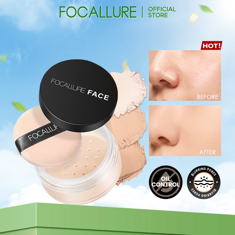FOCALLURE Oil Control Loose Powder Natural Bedak Tabur- Hingga 12 Jam Make Up