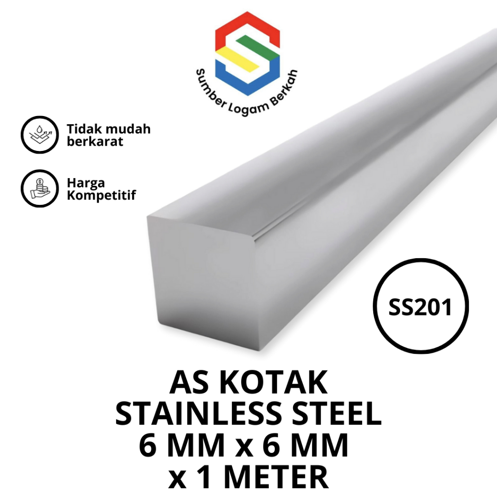 as kotak 6 mm x 6 mm stainless steel 201