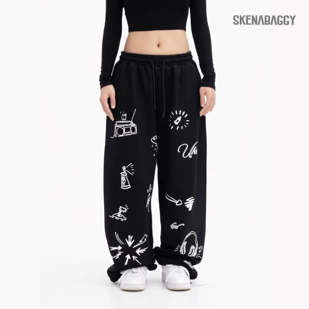 SKENA BAGGY - Celana Skena Outfit Full Print Wanita Celana Skena Baggy Pants