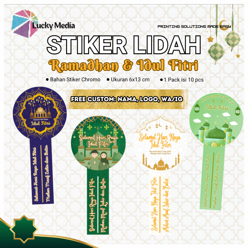 

[10 pcs] Stiker Idul Fitri Bulat Lidah Sticker Seal Lebaran Ramadhan Puasa Segel Toples Eid Mubarak
