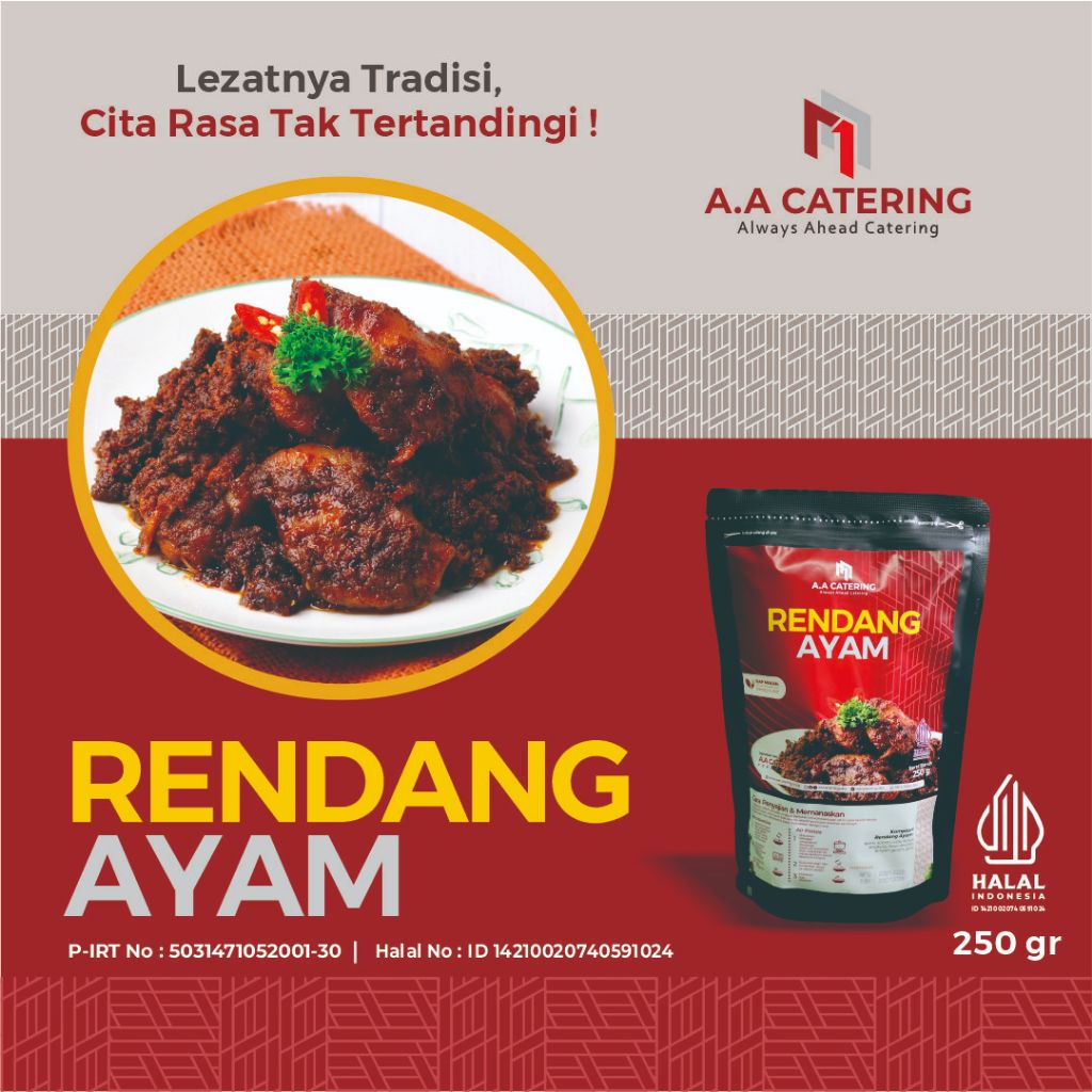 

Rendang Ayam Khas Padang, Pouch Pack 250 gr, tahan hingga 6 bulan