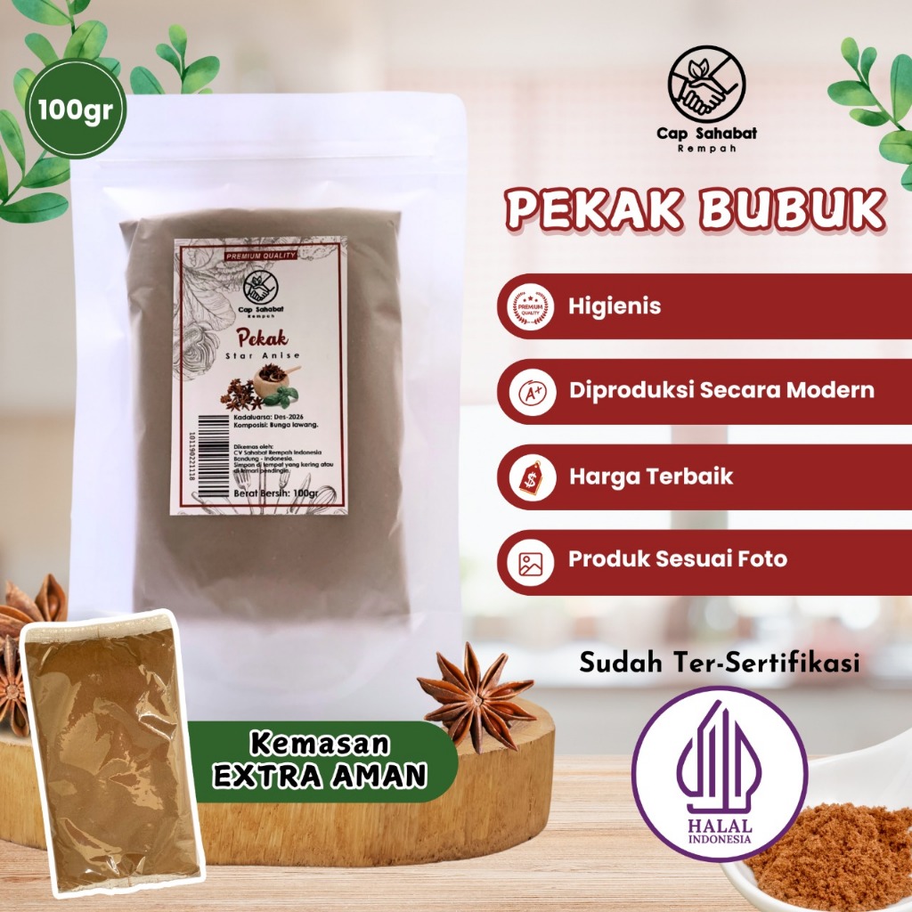 

100gr Pekak Bubuk / Ground star Anise / Rempah / JSR 100% PREMIUM QUALITY