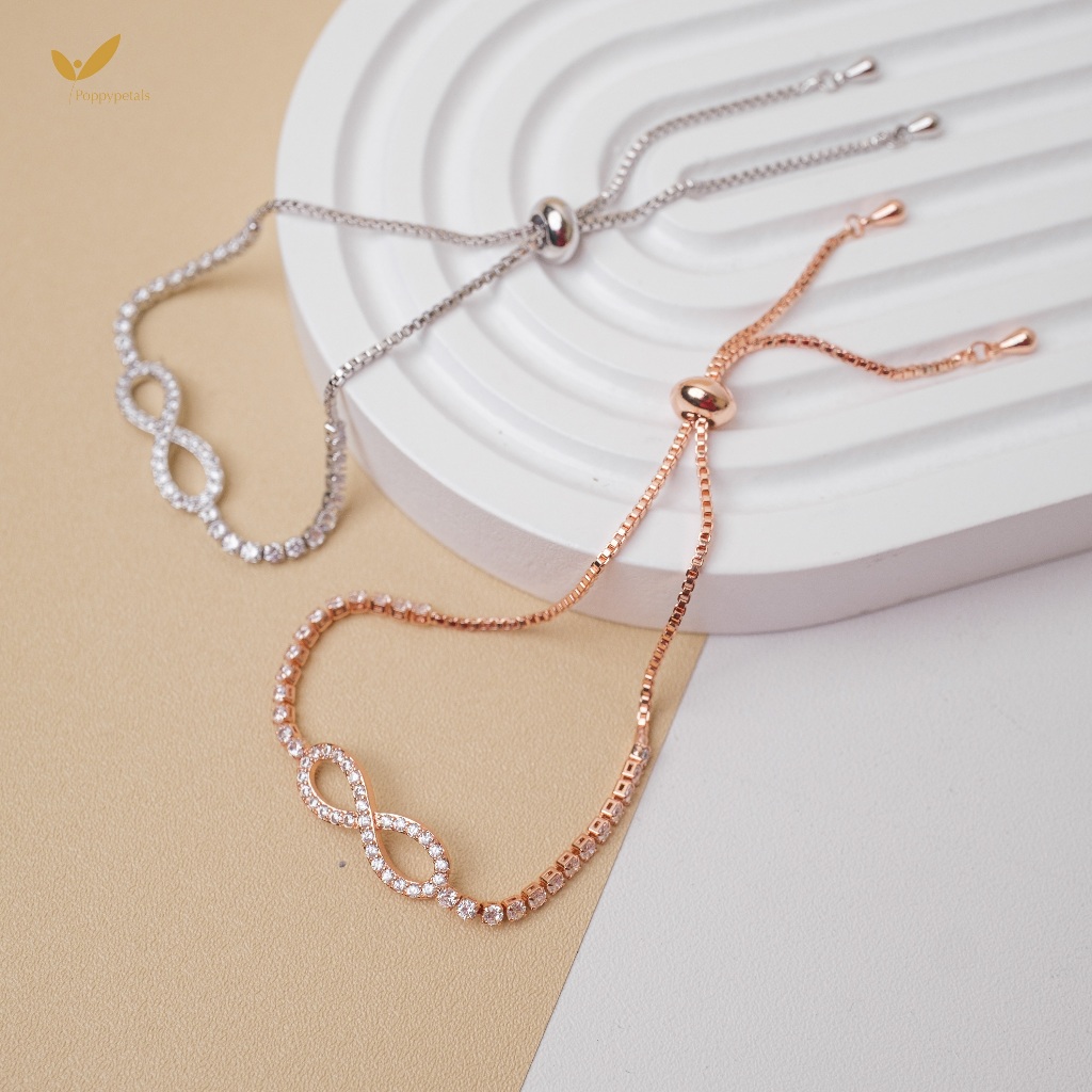 Poppypetals Infinity bracelet - Gelang Serut Angka Delapan Lapis Emas Anti Karat