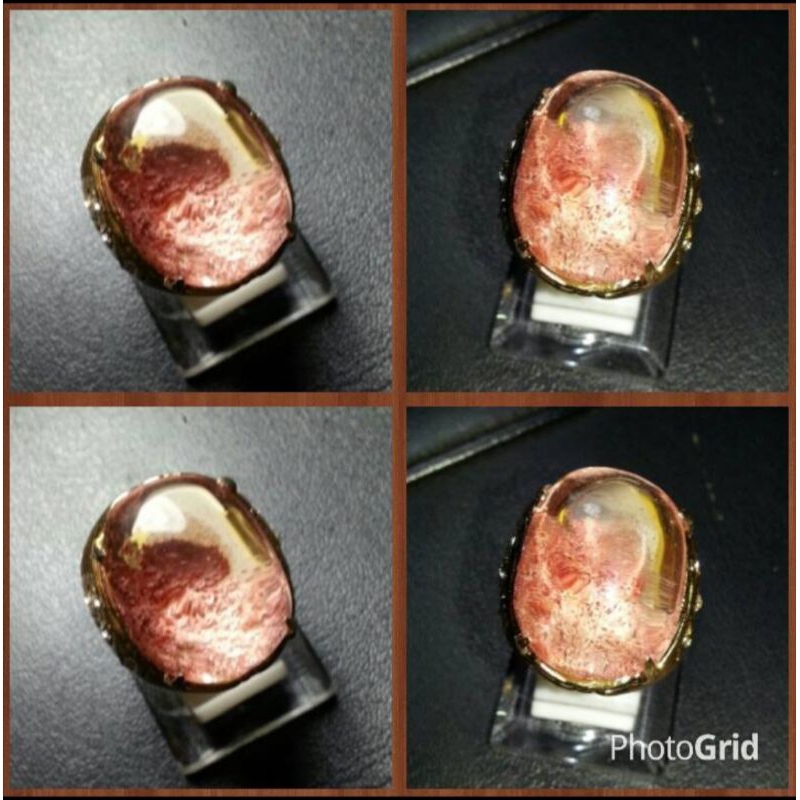 Batu Permata/Batu Mulia/Batu Akik Premium Natural Phantom Rock Quartz (Kecubung Karang) Merah Big Si