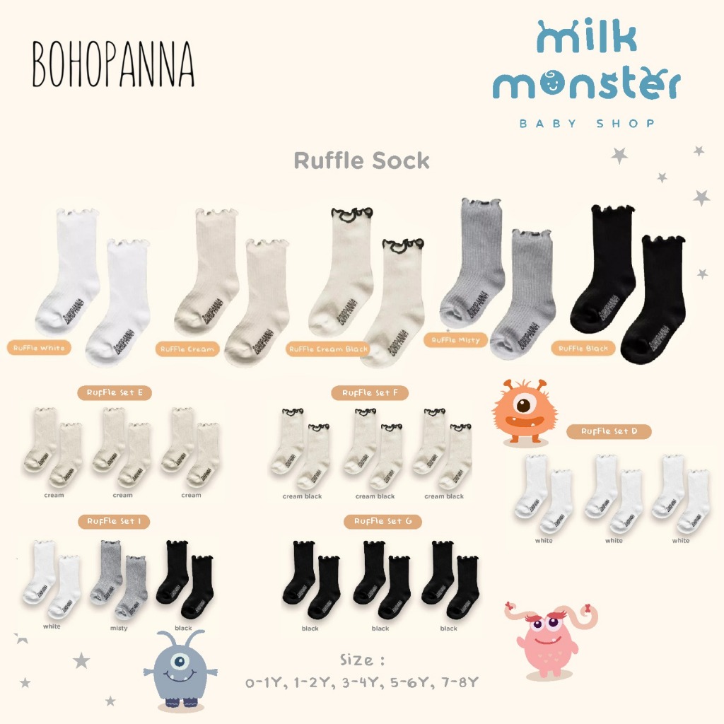 Bohopanna Ruffle Sock / Kaos kaki Ruffle Anak / Kaos kaki Anak