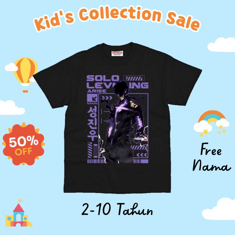 BAJU KAOS ANAK SOLO LEVELING JUNG SIN WOO A RISE VERSION BAJU ANAK ANIME