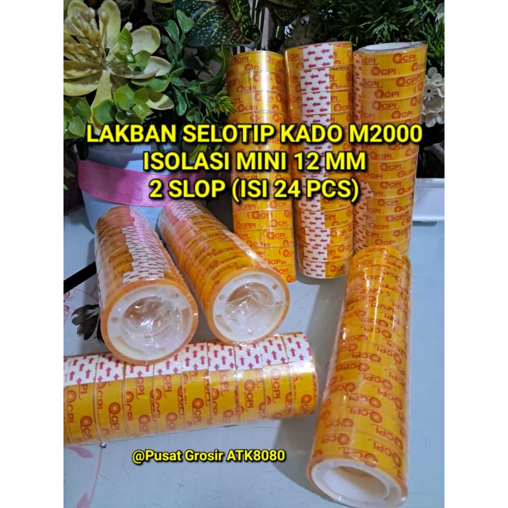 

2 SLOP ( ISI 24 ) Lakban Selotip Kado M2000 - Isolasi Mini 12 MM 10 Yard / Isolasi Kado Kecil