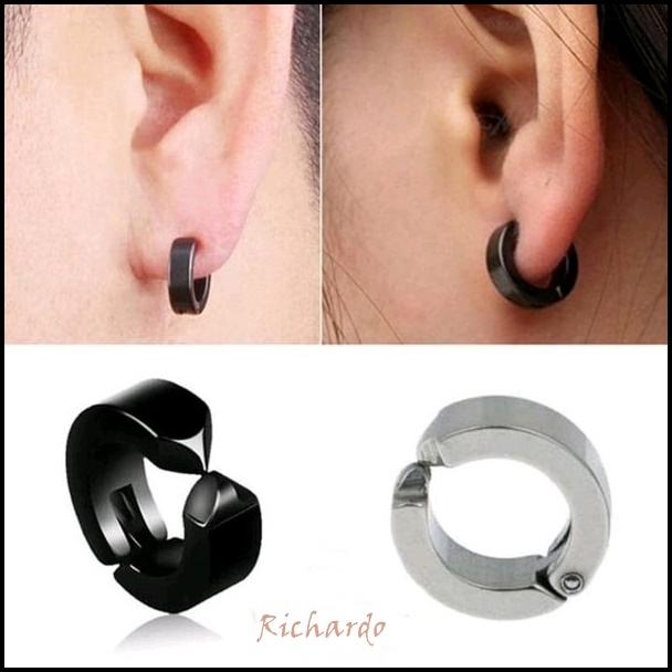 Tindik Palsu Titanium / Anting Pria Cowok Japit / Tindik Fake Piercing