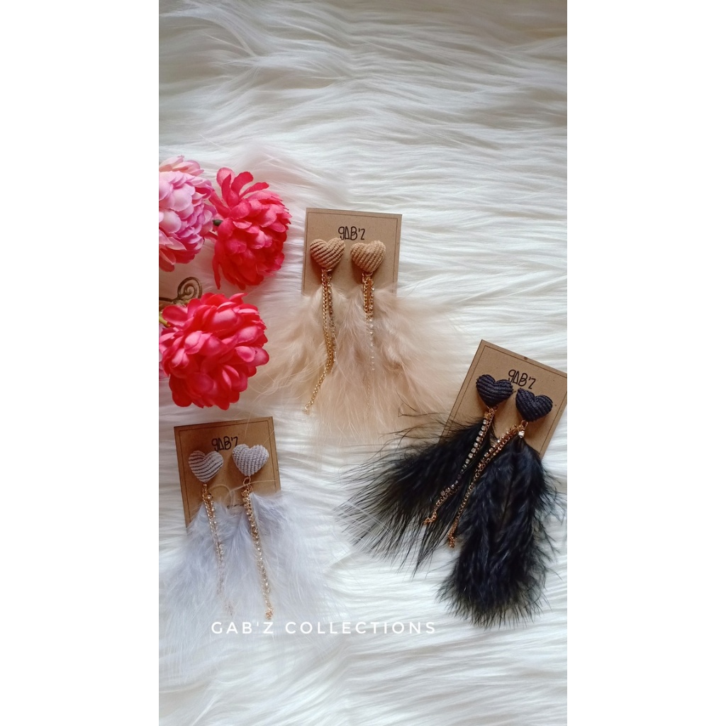 Anting/Earring Tusuk Panjang Bohemian Style Bulu Unik 89027