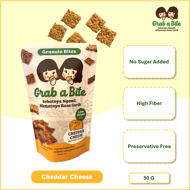 

GRAB A BITE - Granola Bites Snack Sehat Gurih Asin | Camilan Diet Rendah Kalori | Rasa Gurih Asin Renyah - 50 GRAM
