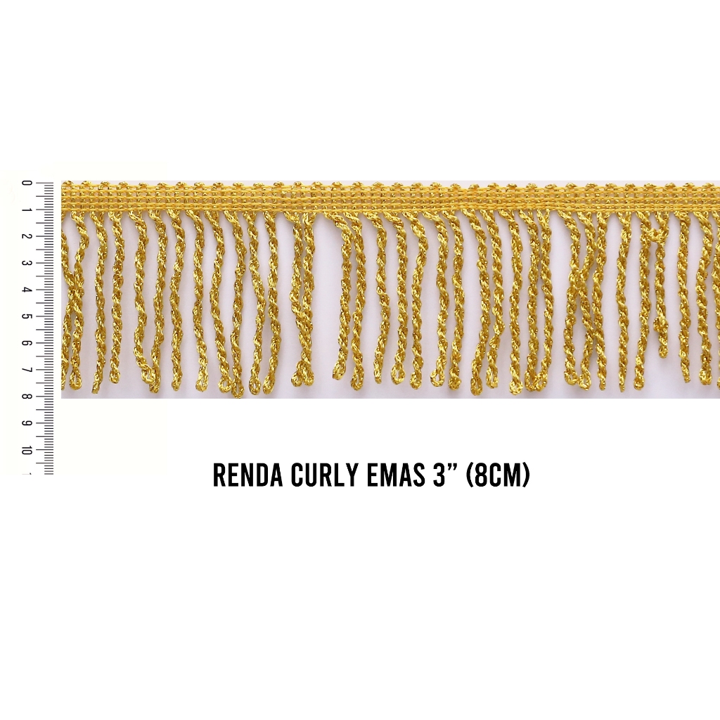Renda plintir curly emas 2.5" (6cm) dan 3" (7.5cm)
