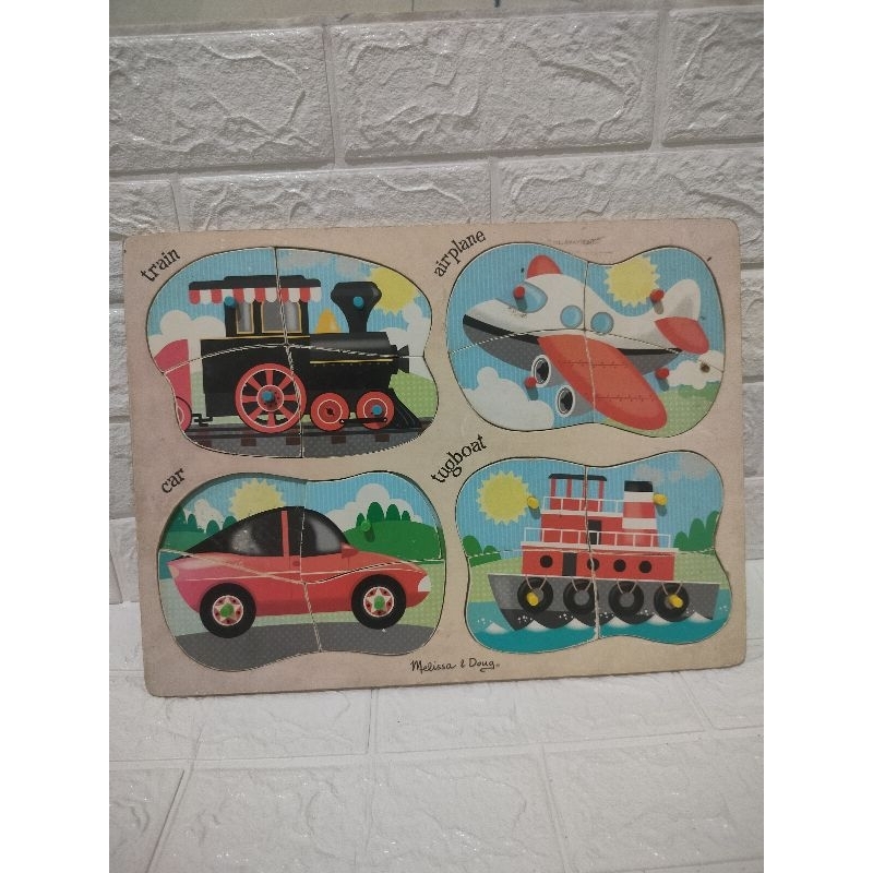 Melissa & Doug 4 in 1 Peg Puzzle - Vehicles Preloved