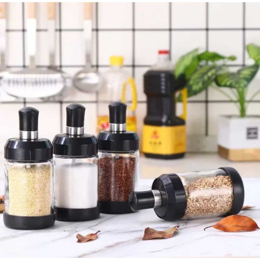 Botol Bumbu Kaca 250ML / Botol Bumbu Kaca + Sendok / Wadah Bumbu Kaca