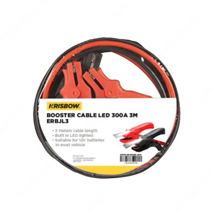 Krisbow Booster Cable Kabel Jumper Led 300A Erbjl3 3 Mtr / Kabel Jumper Aki Mobil Krisbow