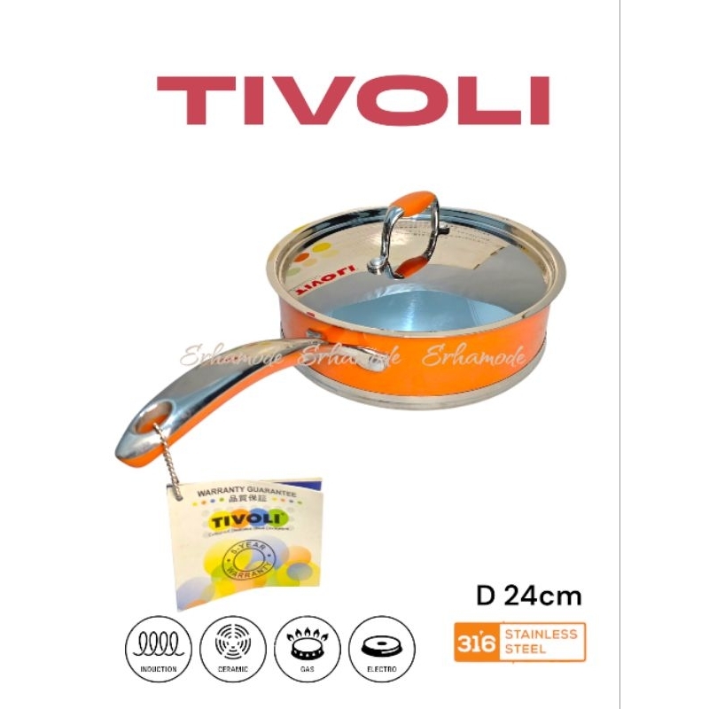 Saucepan 24cm Tivoli Colours Sautepan Wajan Stainless Steel 18/10 Penggorengan Premium