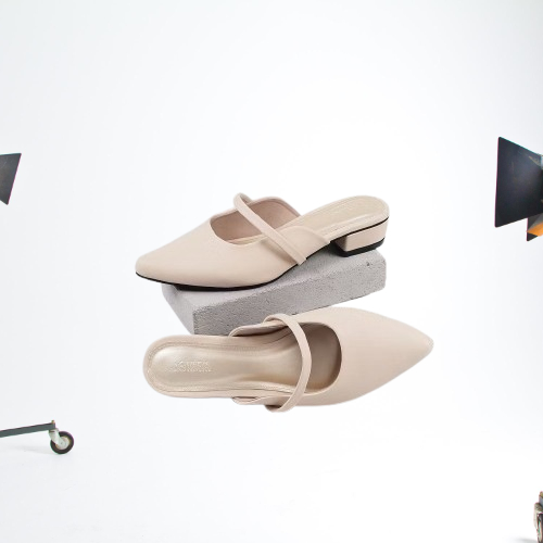 Sandal Selop Mules Wanita Heels Hak 3 cm