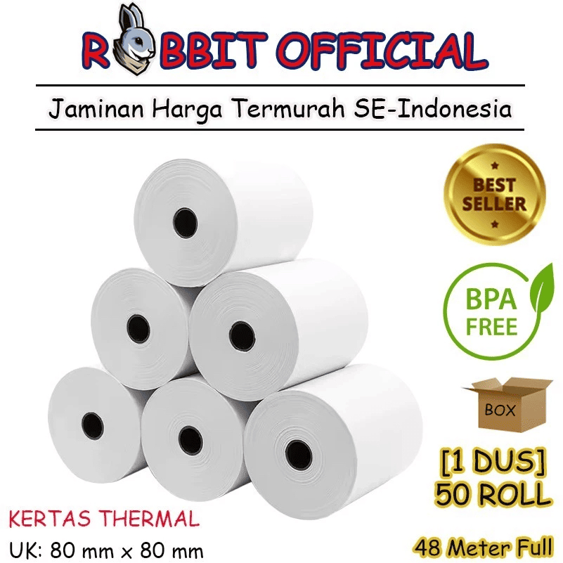 

KERTAS STRUK KASIR 80x80 mm / KERTAS KASIR ROLL - BOX
