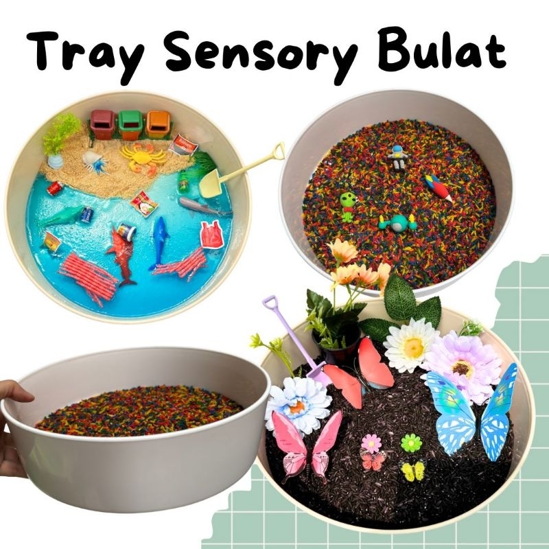 Tray Bulat / Sensory Play Tray / Tray sensory /Nampan Sensory Play /Wadah Main Sensori /Tray Bulat S