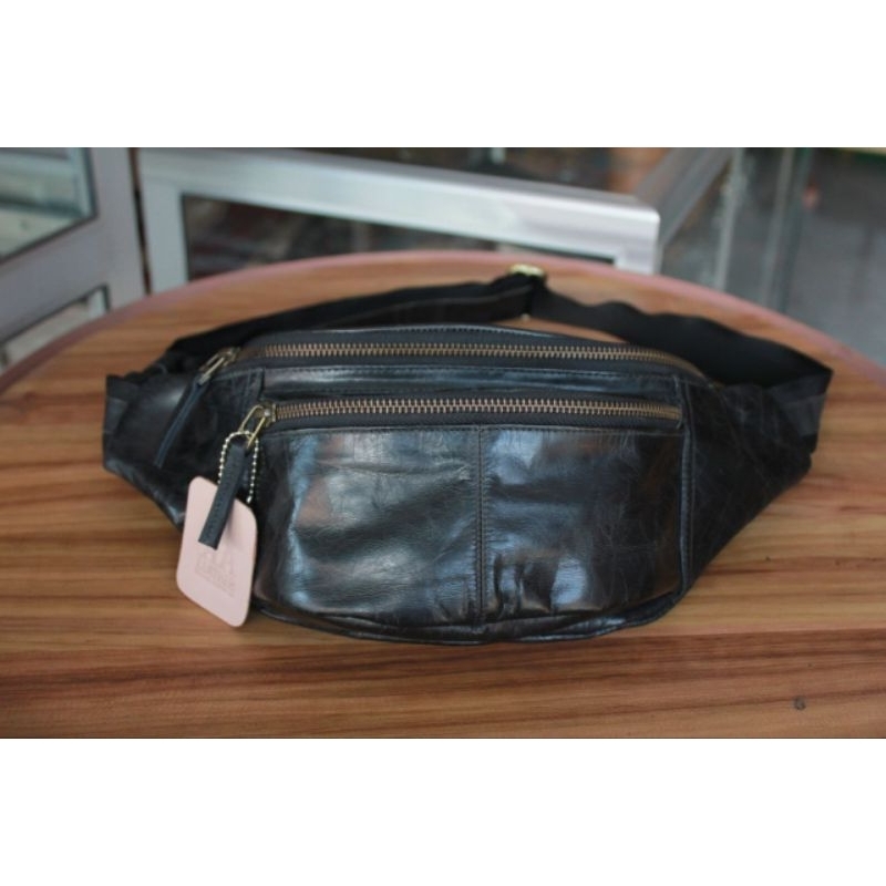 AA LEATHER waistbag/Tas kompek pria kulit miling