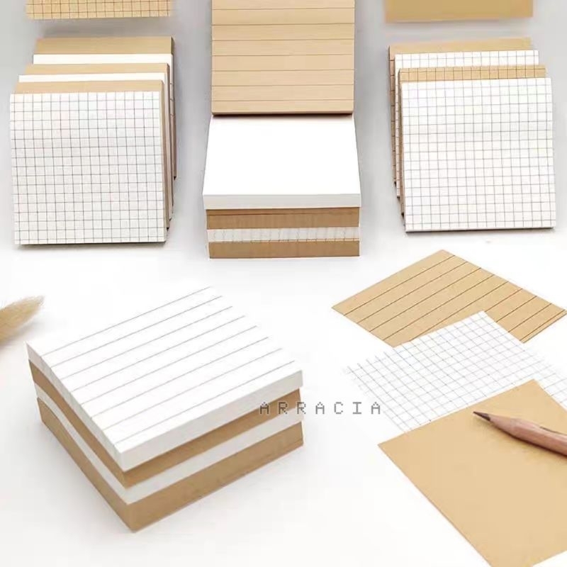

READY STOCK Sticky Notes Polos Garis Kotak-Kotak Coklat Putih Brown White Lembar Label Memo Tempel Lem Tempelan Pembatas Kertas Paper Note Penanda Mark Halaman Buku Catatan Sheet Kotak Petak Persegi Rectangle Rectangular Alat Tulis Kantor ATK Sekolah