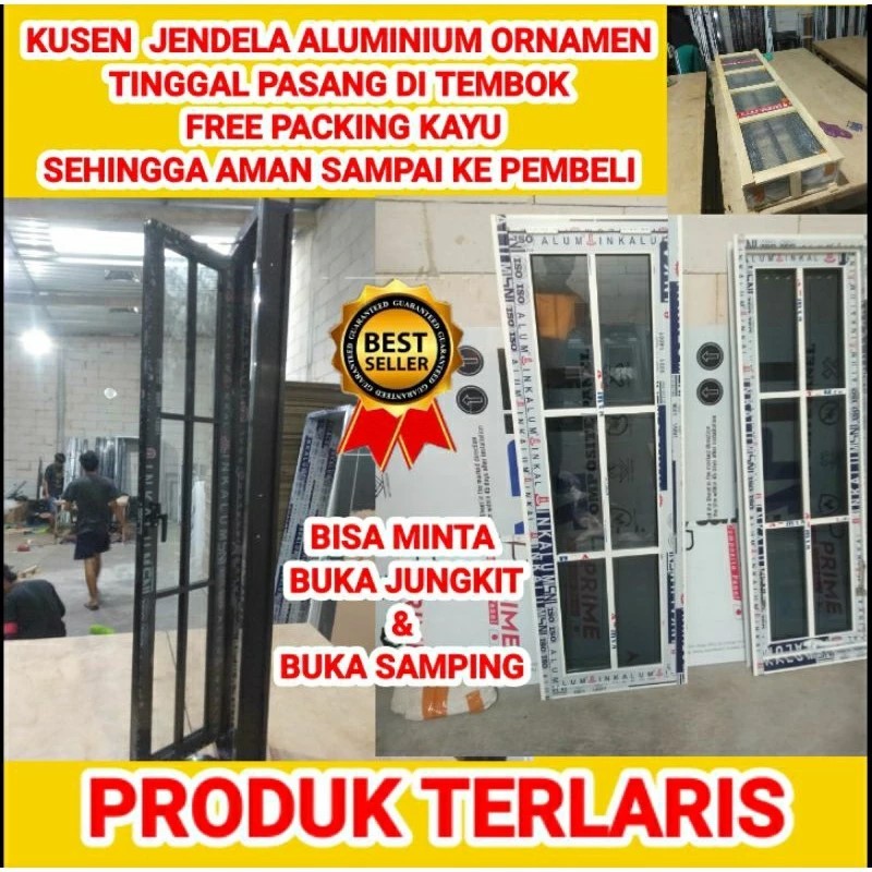 Jendela Aluminium casement ornamen 50x150