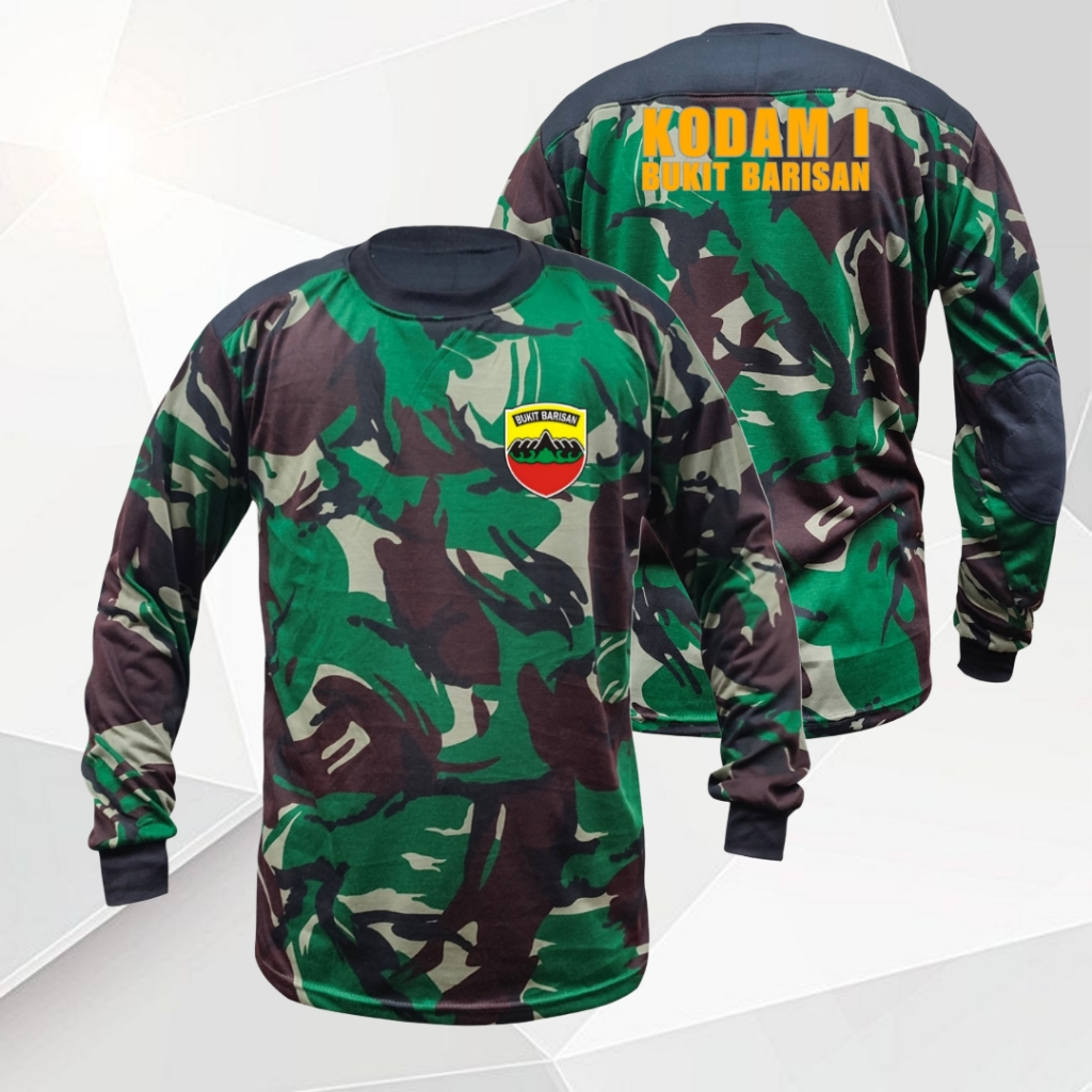 Kaos Dry Fit Loreng KODAM BUKIT BARISAN Lengan Panjang