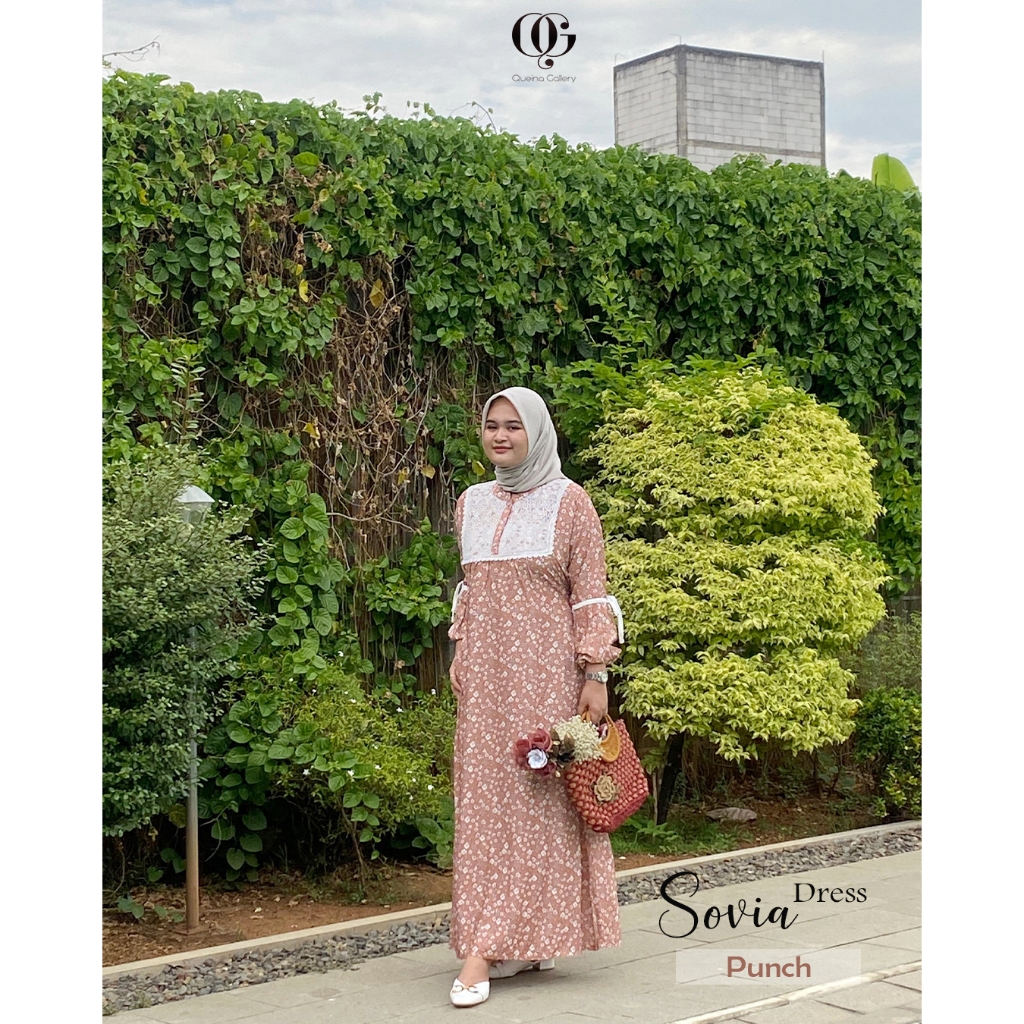 Gamis Motif Mix Brokat Putih Bahan Rayon Premium [Sovia Dress]