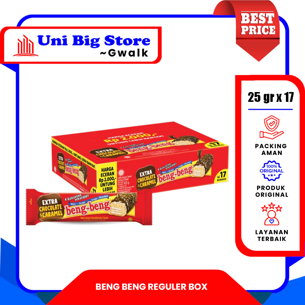 

BENG-BENG WAFER EXTRA CHOCOLATE DOUBLE CARAMEL BOX - (25 gr x 17 pcs)