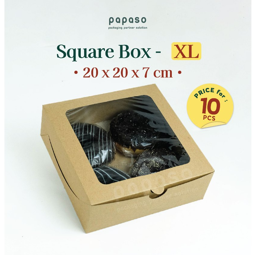 

Box Kue / Box Nasi / Kotak (SB-XL-PLAIN) / (SB-XL-WINDOW) Kraft Full Laminating 1 Sisi (Min. Order 1pack/10pcs)