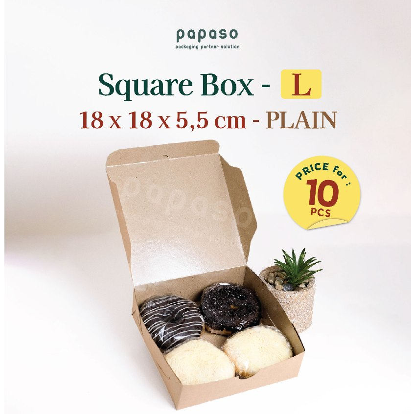 

Box Kue / Box Nasi / Kotak (SB-L-PLAIN) Kraft Full Laminating 1 Sisi (Min. Order 1pack/10pcs)