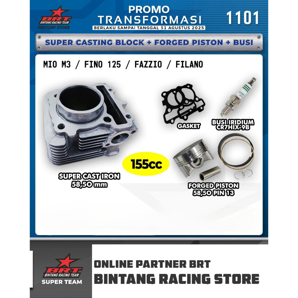 Paket Bore Up BRT 58.50mm Cast ironYamaha Mio M3