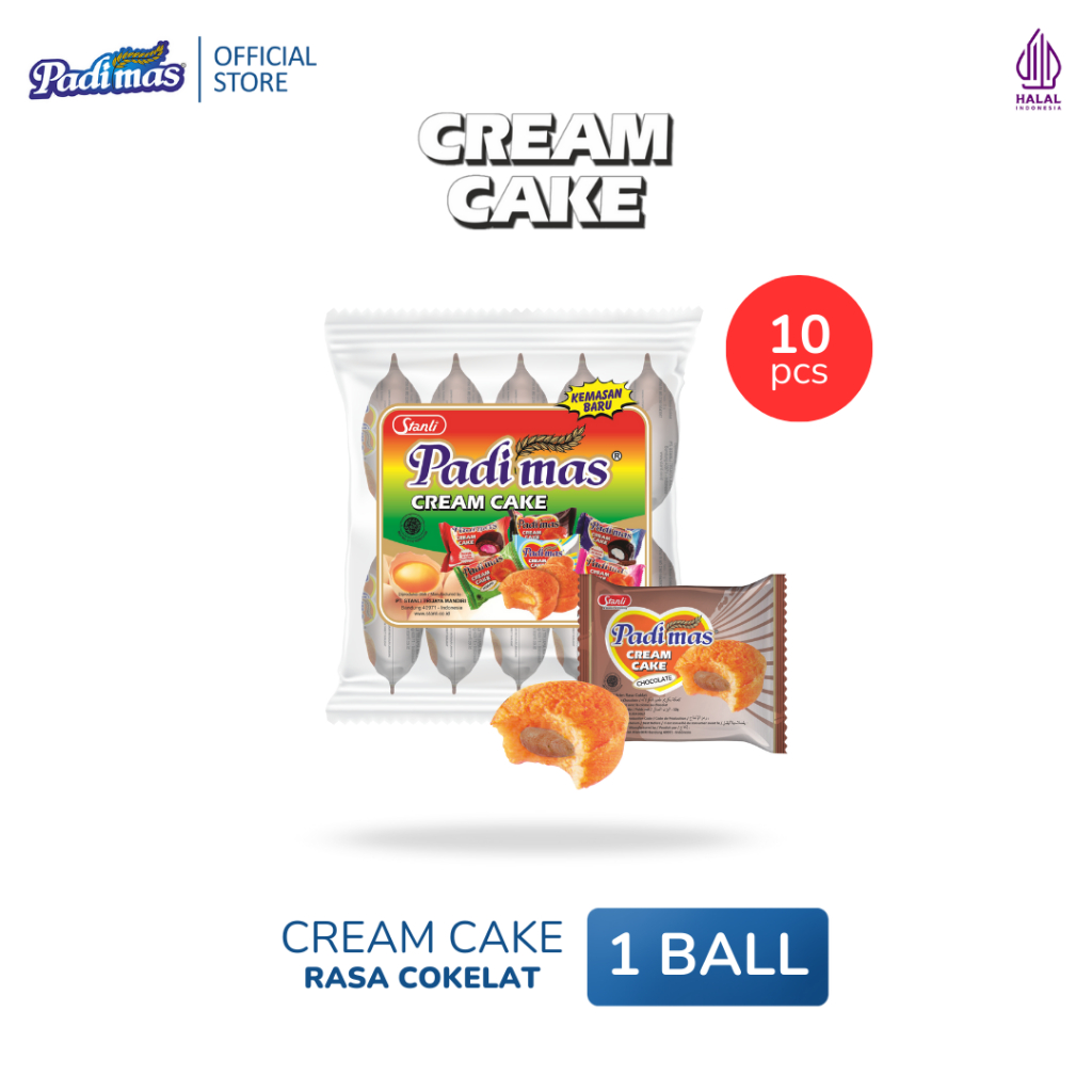

Padimas Cream Cake Chocolate, Bolu Isi Krim Rasa Coklat 9g - Ball isi 10pcs