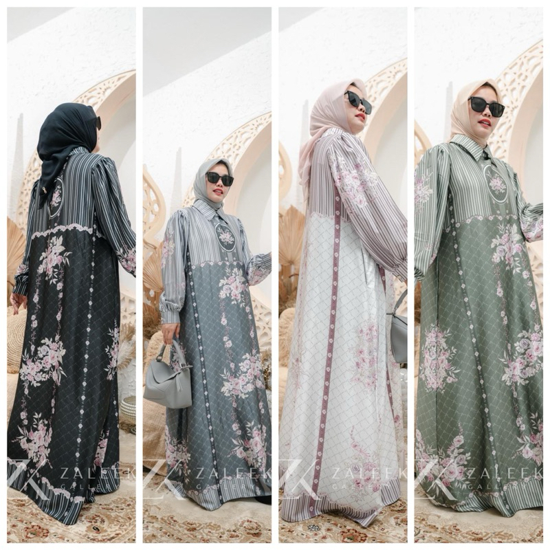 Gamis Monogram Dress Zaleeka Zk Original Premium Simple cantik